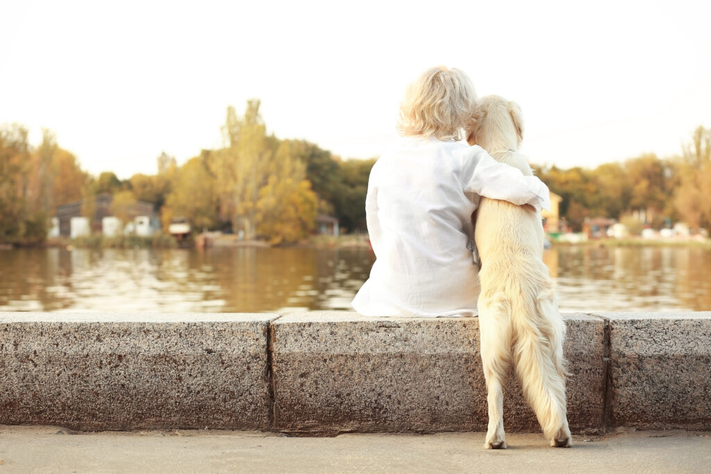 woman and dog
